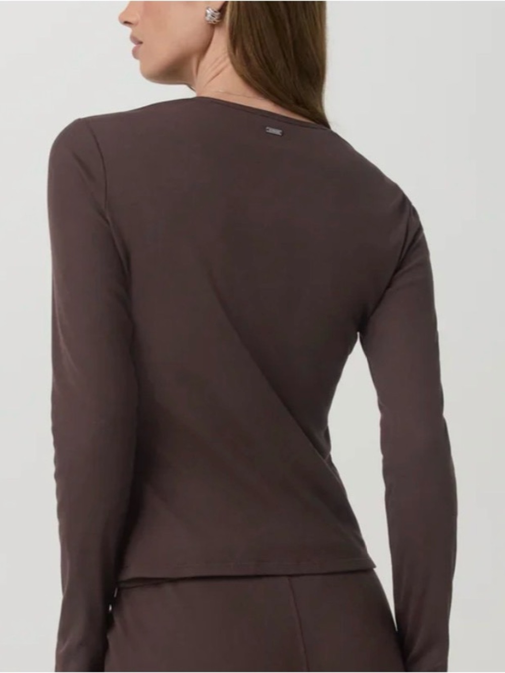 Vuori Chocolate Brown Long-Sleeve Front Snap Button Ribbed Cardigan Top Size M - Picture 4 of 9